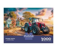 Rural Tractor Scene Jigsaw Puzzles 1000 Pieces Using Premium Cardboard Centenary Jigsaws Vintage Countryside Illustration for Cognitive Stimulation in Team Building Games 70x50cm/1000pcs