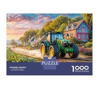 Rural Tractor Scene Jigsaw Puzzles 1000 Pieces - Vintage Countryside Painting Mum's Gift Idea - Relaxing Activity - Quality Paperboard 52x38cm/1000pcs
