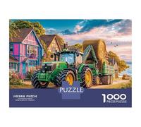 Rural Tractor Scene Jigsaw Puzzles 1000 Pieces - Vintage Farm Landscape Style Tough Recycled Paper - Secure Interlocking Fit 38x26cm/1000pcs