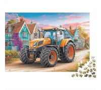 Rural Tractor Scene Jigsaw Puzzles 1000 Pieces with Clean Edges Centenary Jigsaws Colorful Village Illustration As A Concentration Training Puzzle for Decompression And Decor 70x50cm/1000pcs