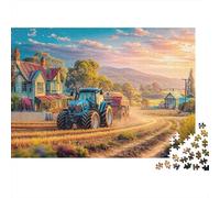 Rural Tractor Scene Jigsaw Puzzles for Adults The Impossible Challenge 1000 Pieces Vintage Farm Landscape Difficult Hard Jigsaw Puzzles for Man And Woman with Letters on Back 70x50cm/1000pcs