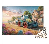 Rural Tractor Scene Paper Vintage Farm Landscape Style Jigsaw Puzzle Boredom Buster Collectible Gift 38x26cm/1000pcs