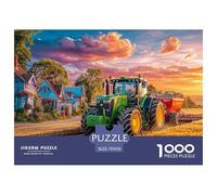 Rural Tractor Scene Precise Cut Pieces Vintage Farm Landscape Style Ideal for Stress Reduction, Mental Calmness And Enjoying Leisure Moments 70x50cm/1000pcs