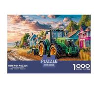 Rural Tractor Scene Precise Cutting Pieces Vintage Farm Landscape Style Eco Friendly Cardboard, Ideal for Stress Relief And Mental Calmness in Daily Life 38x26cm/1000pcs