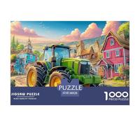 Rural Tractor Scene Premium Cardboard Cartoon Village Landscape Fun Relaxing Game, Great for Unwinding, Reducing Pressure And Enjoying Life 38x26cm/1000pcs