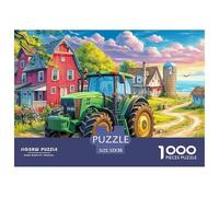 Rural Tractor Scene Premium Cardboard Farm Landscape Painting Style Fun Relaxing Game, Great for Unwinding, Reducing Pressure And Enjoying Life 52x38cm/1000pcs