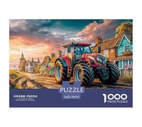 Rural Tractor Scene Premium Cardboard Vintage Countryside Illustration Fun Relaxing Game, Great for Unwinding, Reducing Pressure And Enjoying Life 70x50cm/1000pcs