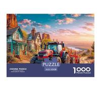 Rural Tractor Scene Premium Cardboard Vintage Farm Landscape Fun Relaxing Game, Great for Unwinding, Reducing Pressure And Enjoying Life 52x38cm/1000pcs