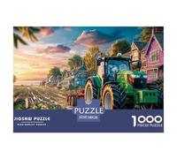 Rural Tractor Scene Premium Cardboard Vintage Farm Landscape Style Fun Relaxing Game, Great for Unwinding, Reducing Pressure And Enjoying Life 38x26cm/1000pcs