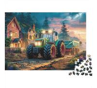 Rural Tractor Scene Puzzle 1000 Pieces Adults Creative Fun Leisure Hobby Relax Vintage Farm Landscape Style Gift Box Eco-Friendly 70x50cm/1000pcs