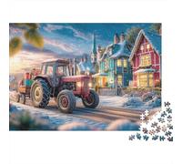 Rural Tractor Scene Puzzle 1000 Pieces Adults Educational Relaxing Brain Training Vintage Rural Holiday Art Precision Pieces Quality 52x38cm/1000pcs