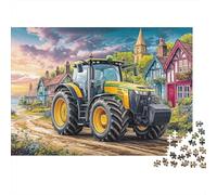 Rural Tractor Scene Puzzle 1000 Pieces for Adults Leisure Hobby Relax Stress Free Vintage Countryside Painting Eco-Friendly Packaging 38x26cm/1000pcs