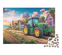 Rural Tractor Scene Puzzle 1000 Pieces for Adults Leisure Hobby Relax Stress Free Vintage Countryside Painting Style Eco-Friendly Packaging 70x50cm/1000pcs