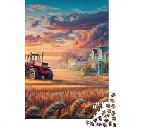 Rural Tractor Scene Puzzles 1000 Piece for Adults Jigsaw Puzzles Pastoral Countryside Art Style Jigsaw Puzzles Game for The Whole 38x26cm/1000pcs