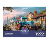 Rural Tractor Scene Puzzles for Adults 1000 Pieces in Vibrant Colours Favourites Jigsaw Vintage Countryside Illustration As A Logic Skill Puzzle for Beautiful Decoration Puzzle 38x26cm/1000pcs