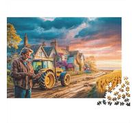 Rural Tractor Scene Puzzles for Adults 1000 Pieces in Vibrant Colours Jig Saws Vintage Countryside Scene for Cognitive Stimulation in Team Building Games 70x50cm/1000pcs