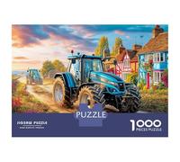 Rural Tractor Scene Recycled Cardboard 1000 Piece Jigsaw Puzzle for Puzzle Vintage Countryside Painting Enthusiasts Classic Educational Games 70x50cm/1000pcs