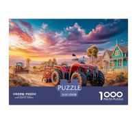 Rural Tractor Scene Smooth Surface Pieces Vintage Countryside Art Style Great for Improving Patience, Focus And Cognitive Ability in Spare Time 52x38cm/1000pcs