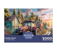 Rural Tractor Scene Smooth Surface Pieces Vintage Countryside Art Style Great for Improving Patience, Focus And Cognitive Ability in Spare Time 38x26cm/1000pcs
