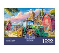 Rural Tractor Scene Thick Cardboard Pieces Vintage Farm Illustration Excellent for Training Memory, Concentration And Logical Thought Process 52x38cm/1000pcs