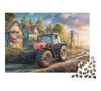 Rural Tractor Scene Thick Cardboard Vintage Farm Vehicle Style Jigsaw Puzzle Bundle Family Puzzle Lovers Brain Training Stress Relief Puzzle Ideal Leisure Activity 52x38cm/1000pcs