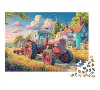 Rural Tractor Scene Thick Paper Vintage Farm Landscape Art Jigsaw Puzzle Bundle Boredom Buster Puzzle Gift 70x50cm/1000pcs