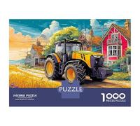 Rural Tractor Scene-Vintage Farm Illustration Style_2 1000 PC Recycled Cardboard Pieces Jigsaw Puzzle Set Decompression Wall Decoration & Gifts Christmas Eve Gift Puzzle 38x26cm/1000pcs