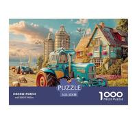 Rural Tractor Scene Well Made Cardboard Pieces Vintage Farm Art Style Excellent for Brain Exercise, Memory Improvement And Mental Relaxation at Home 52x38cm/1000pcs