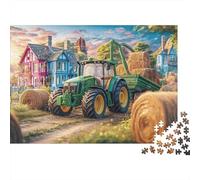 Rural Tractor Scene Wooden Jigsaw Puzzle for Adults Fun 500 Piece Vintage Farm Landscape Home Decoration Toy Intellectual Game Stress Relief Toy Education Game Challenge Educational