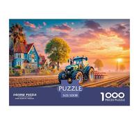 Rural Tractor SceneArtisanal Jigsaw Puzzles for Adults Vintage Farm Landscape Style Comprising 1000 Precisely-Cut Advanced Challenging Puzzle Game Pieces - A Premium And Satisfying Gift Selection for