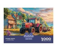 Rural Tractor SceneGargantuan Jigsaw Puzzles for Adults Vintage Farm Illustration Style Comprising 1000 Advanced And Ruthlessly Difficult Challenging Puzzle Game Pieces - Forged to Be An Heirloom-Qual