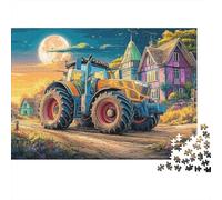 Rural Tractor SceneJigsaw Puzzle Fantasy Rural Illustration Concentration Teens 12-18 Non Toxic Safe Party Game 1000 Pieces 52x38cm/1000pcs