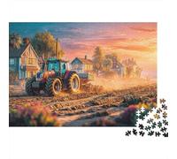 Rural Tractor SceneJigsaw Puzzle Farm Landscape Painting Style Party Game Non Toxic Recycled Idea 1000 Pieces 70x50cm/1000pcs