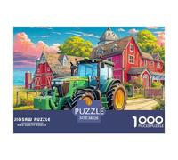 Rural Tractor SceneMassive 1000-Piece Jigsaw Puzzles for Adults Vintage Farm Illustration Style A Vast Expanse of 1000 Impossible-Hard-Difficult Challenging Puzzle Game Pieces - A Gift of Unparalleled