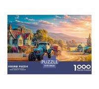 Rural Tractor SceneMasterful 1000-Piece Jigsaw Puzzles for Adults Vintage Farm Landscape A Complete Set of Challenging Educational Puzzle Game Pieces - An Intellectually Stimulating Gift for Adult And