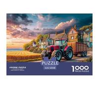Rural Tractor SceneOverwhelming 1000-Piece Jigsaw Puzzles for Adults Vintage Countryside Painting A Crusade Through Impossible, Hard, And Difficult Challenging Puzzle Games - The Most Prestigious Gift