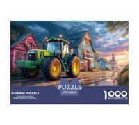 Rural Tractor SceneOverwhelming 1000-Piece Jigsaw Puzzles for Adults Vintage Farm Landscape A Crusade Through Impossible, Hard, And Difficult Challenging Puzzle Games - The Most Prestigious Gift for A