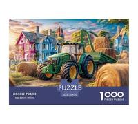 Rural Tractor SceneOverwhelming 1000-Piece Jigsaw Puzzles for Adults Vintage Farm Landscape A Crusade Through Impossible, Hard, And Difficult Challenging Puzzle Games - The Most Prestigious Gift for A