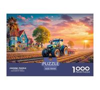 Rural Tractor SceneOverwhelming 1000-Piece Jigsaw Puzzles for Adults Vintage Farm Landscape Style A Crusade Through Impossible, Hard, And Difficult Challenging Puzzle Games - The Most Prestigious Gift