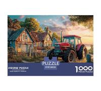 Rural Tractor SceneSophisticated 1000-Piece Jigsaw Puzzles for Adults Vintage Countryside Painting Comprised of 1000 Individually Challenging Puzzle Game Pieces - Conceived As An Exceptional Gift Jigs