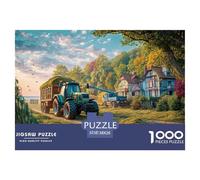 Rural Tractor SceneSophisticated 1000-Piece Jigsaw Puzzles for Adults Vintage Farm Landscape Comprised of 1000 Individually Challenging Puzzle Game Pieces - Conceived As An Exceptional Gift Jigsaw Puz