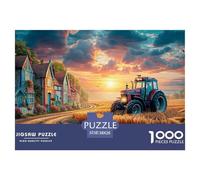 Rural Tractor Sunset Securely Fitted Pieces Vintage Farm Landscape Art Suitable for Long Hour Relaxation, Brain Training And Personal Leisure Time 38x26cm/1000pcs