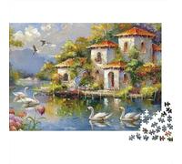Rural Villa Landscape 1000 Pc Eco-Friendly Paper Premium Puzzle for Kids Beginners, Ultra Difficult Puzzle, After-school Activity, Puzzle 70x50cm/1000pcs
