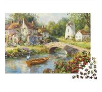 Rural Village Scene 1000 Piece Jigsaw Puzzles Stone Bridge Village Adults Aged 12 And Above Educational Games Home Decoration Difficult Challenging Male And Female Birthday 70x50cm/1000pcs Gifts