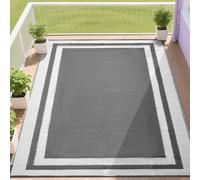 RURALITY Outdoor Rugs 6x9 Waterproof for Patios Clearance,Plastic Straw Mats for Backyard,Porch,Deck,Balcony,Grey&White