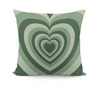 RURALS Sage Green Hearts Preppy Aesthetic Decorative Pillow Covers Cozy Soft Throw Pillowcase Square Couch Cushion Cover for Home Decor Sofa Living Room Bed Car 18x18 Inch