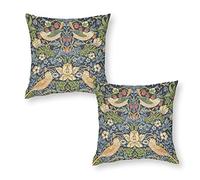 RURALS Set of 2 Strawberry Thief-William Morris Decorative Pillow Covers 18x18 Inch Cozy Soft Throw Pillowcase Square Couch Cushion Cover for Home Decor Sofa Living Room Bed Car
