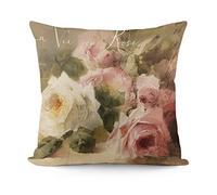 RURALS Shabby Chic Rose Decorative Pillow Covers Cozy Soft Throw Pillowcase Square Couch Cushion Cover for Home Decor Sofa Living Room Bed Car 18x18 Inch