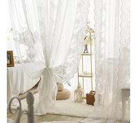 rUrEu Curtain,Embroidered Lace Sheer Curtain for Living Room Window Treatment, Rod Pocket Drape Panel Voile Curtain for Bedroom Cafe Restaurant Office/W*H 200 * 270Cm