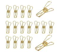 Rurili 20 Pieces Metal Wire Hollow Out Multi-Purpose Utility Clips Invoice Bill Paper Clips Clothespins Hanging Clips for Office School Home Use (Gold)